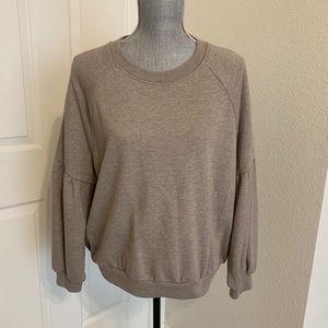 Aerie Tan with Bubble Sleeves Sweatshirt